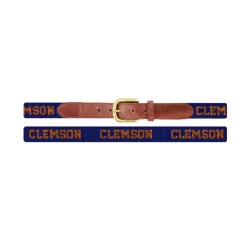 Smathers And Branson Needlepoint Belt - Clemson Text (Purple)