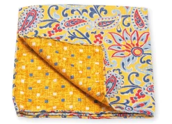R. Hanauer Yellow Paisley/Squares Pocket Square