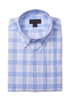 Scott Barber Shadow Plaid Sport Shirt: Blue