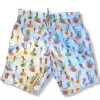 Michael's Corals & Seahorses Swim Trunks W/ Cyclist Liner: Blue