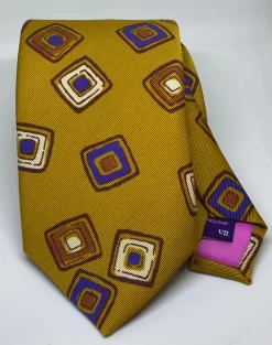 Seaward And Stearn Mulit Colored Square Tie: Mustard