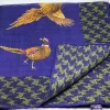Seaward And Stearn Pheasant W/ Border Pocket Square: Blue