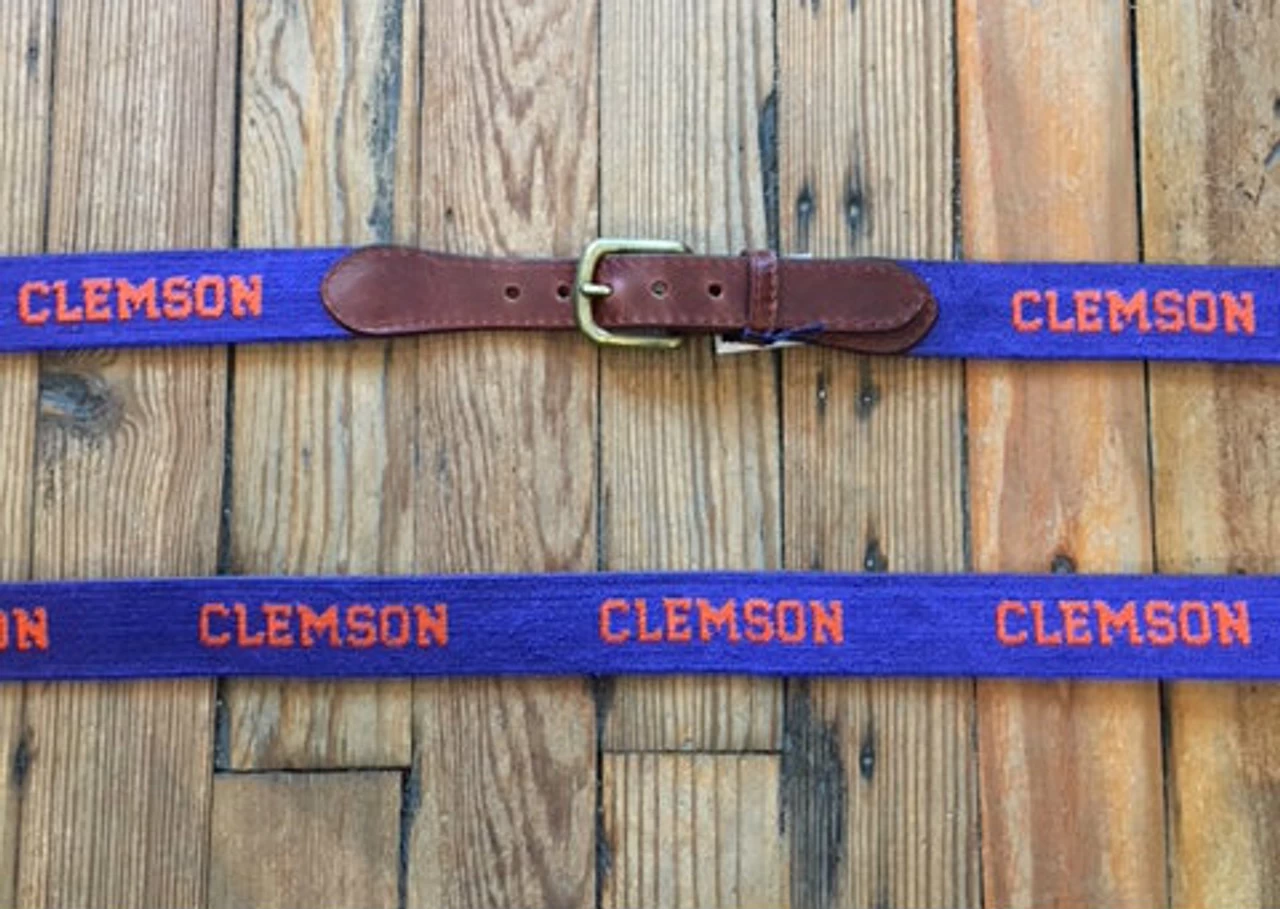 Smathers And Branson Needlepoint Belt - Clemson Text (Purple) 2 Smathers And Branson Needlepoint Belt - Clemson Text (Purple) - Image 2