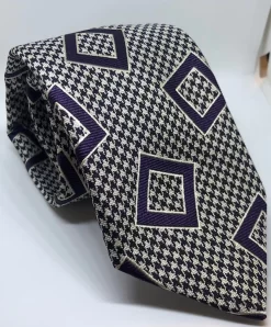 Seaward And Stearn Houndstooth W/ Squares Tie - Purple