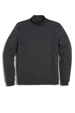Scott Barber Pima Interlock Mock Turtleneck: Heather Charcoal