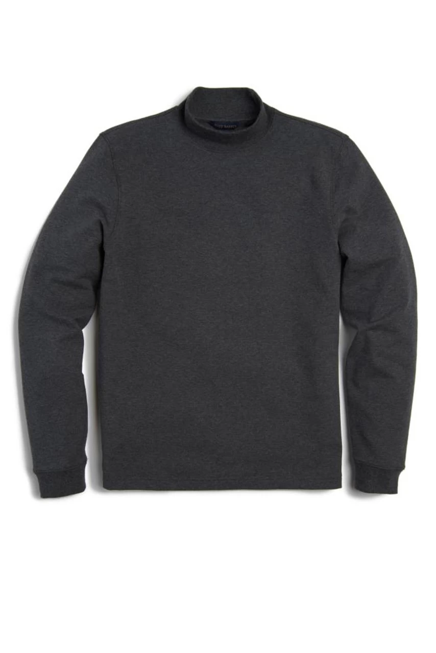 Scott Barber Pima Interlock Mock Turtleneck: Heather Charcoal 1 Scott Barber Pima Interlock Mock Turtleneck: Heather Charcoal