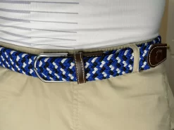 Roostas The Jupiter Two Toned Woven Elastic Stretch Belt - Blue/Black/White -Selected Fashion Clothing Stores Lifestyle 1 Touched 70941.1627482727 81414.1635518441
