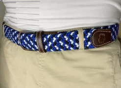 Roostas The Jupiter Two Toned Woven Elastic Stretch Belt - Blue/Black/White -Selected Fashion Clothing Stores Lifestyle 2 Touched 91480.1627482727 33674.1635518442