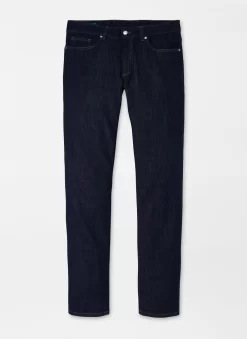 Peter Millar Vintage Washed Five-Pocket Denim: Dark Indigo