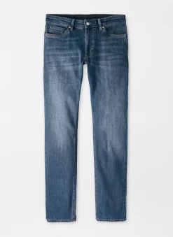 Peter Millar Vintage Washed Five-Pocket Denim: Medium Wash Indigo