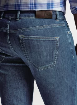Peter Millar Vintage Washed Five-Pocket Denim: Medium Wash Indigo -Selected Fashion Clothing Stores ME0XB90FB MWI ALT B 26509.1675101914