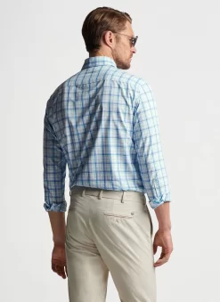 Peter Millar Crown Crafted Savoy Performance Poplin Sport Shirt: Marina Blue -Selected Fashion Clothing Stores MS23XW55LTCP MRNA ALT B 30980.1678994183