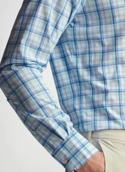 Peter Millar Crown Crafted Savoy Performance Poplin Sport Shirt: Marina Blue -Selected Fashion Clothing Stores MS23XW55LTCP MRNA ALT C 26853.1678994184