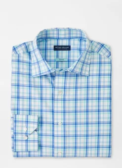Peter Millar Crown Crafted Savoy Performance Poplin Sport Shirt: Marina Blue