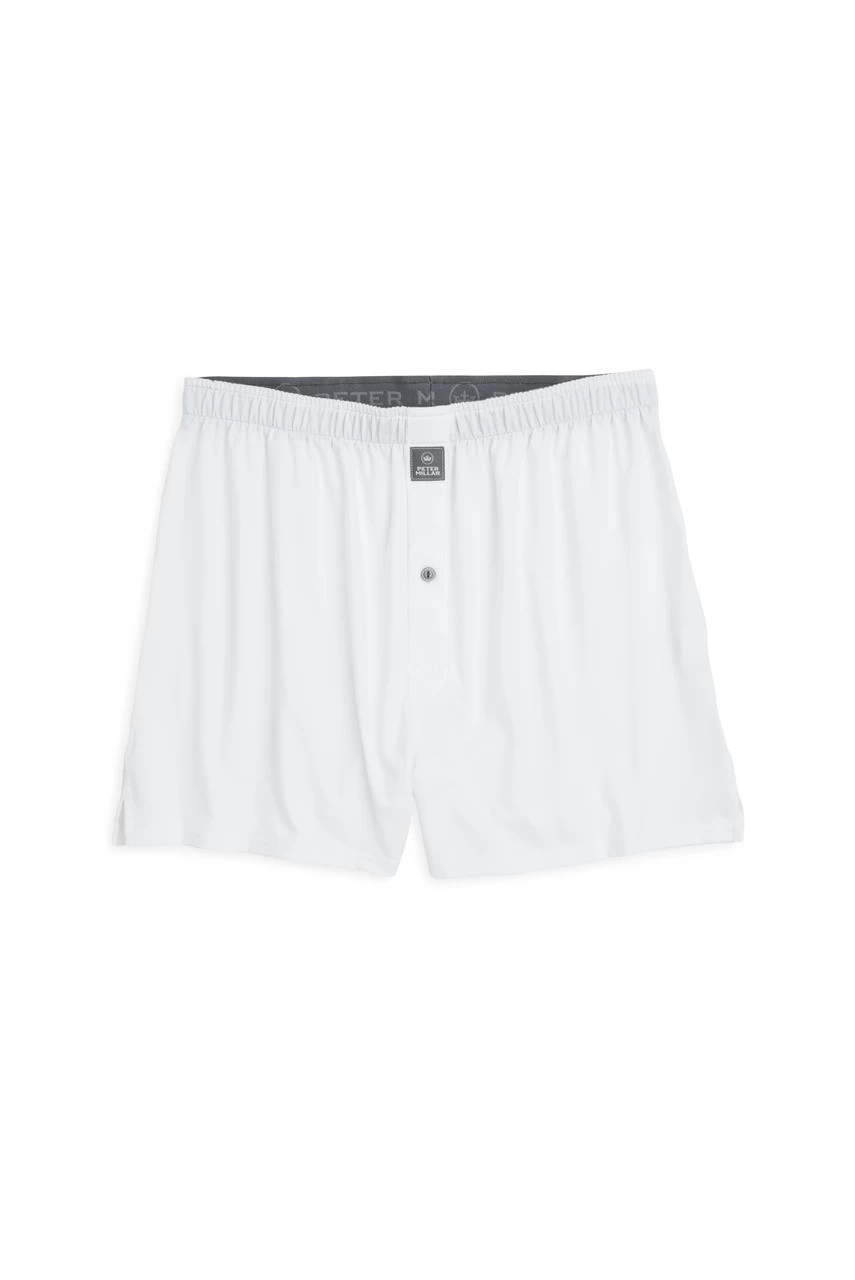 Peter Millar Solid Stretch Jersey Boxer: White 1 Peter Millar Solid Stretch Jersey Boxer: White