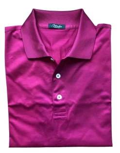 Marbas Alghero Ribbed Knit Collar Polo: Magenta