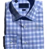 David Donahue Blue Windowpane Dress Shirt