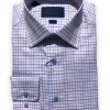 David Donahue Khaki/Pink/Blue Tattersall Dress Shirt