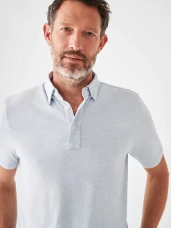 Faherty Movement™ Short-Sleeve Polo: Cardiff Blue Heather -Selected Fashion Clothing Stores SP23 faherty mens MKC0115 CDB SS MOVEMENT POLO CARDIFF BLUE HEATHER B detail 1 1000x 70913.1679341750
