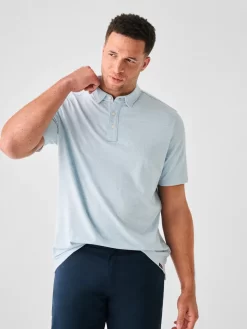 Faherty Movement™ Short-Sleeve Polo: Cardiff Blue Heather -Selected Fashion Clothing Stores SP23 faherty mens MKC0115 CDB SS MOVEMENT POLO CARDIFF BLUE HEATHER EXTENDED crop 1 1000x 47631.1679341757