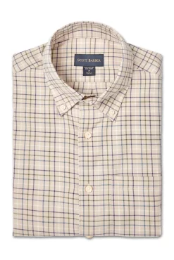 Scott Baber Tattersall Sport Shirt: Khaki