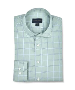 Scott Barber Luxe Windowpane Shirt: Celadon