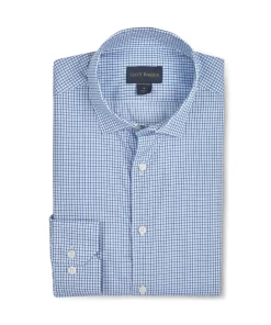 Scott Barber Fine Sateen Tattersall Shirt: Sky