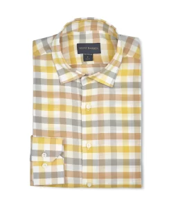 Scott Barber Mélange Twill Bold Gingham Sport Shirt: Sun