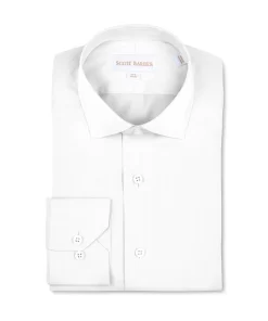 Scott Barber Solid Fine Twill Dress Shirt: White