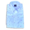 Craig Reagin Flamingo Print Short Sleeve Button Down Seersucker Shirt: White