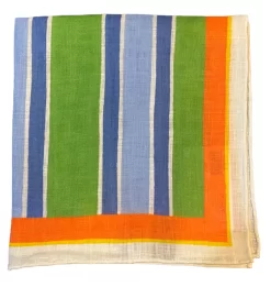 Seaward & Stearn Navy/Blue/Green Stripes Pocket Square