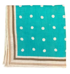 Seaward & Stearn Teal W/ Dots Pocket Square