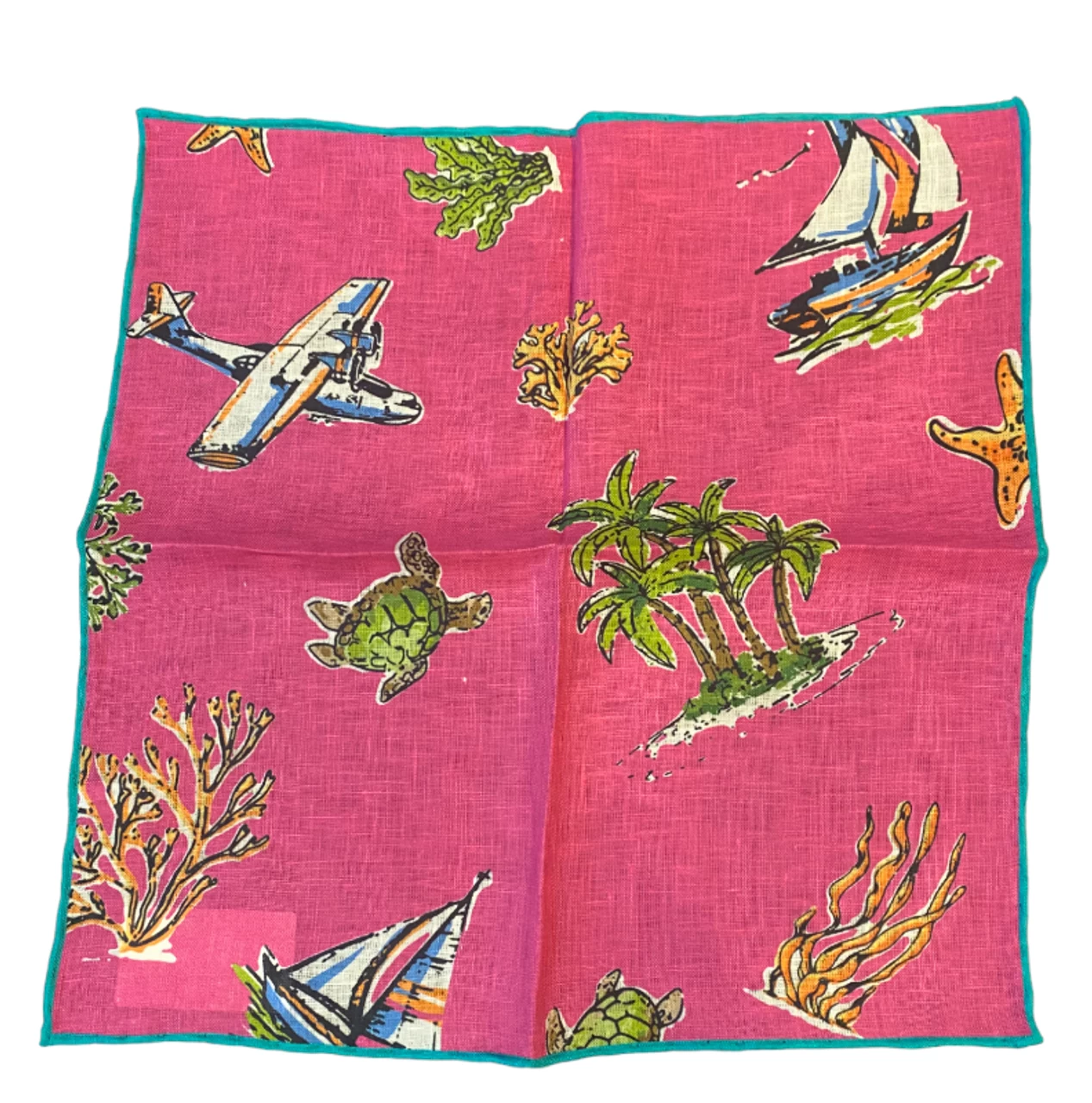 Seaward & Stearn Pink Beach Print Pocket Square 1 Seaward & Stearn Pink Beach Print Pocket Square