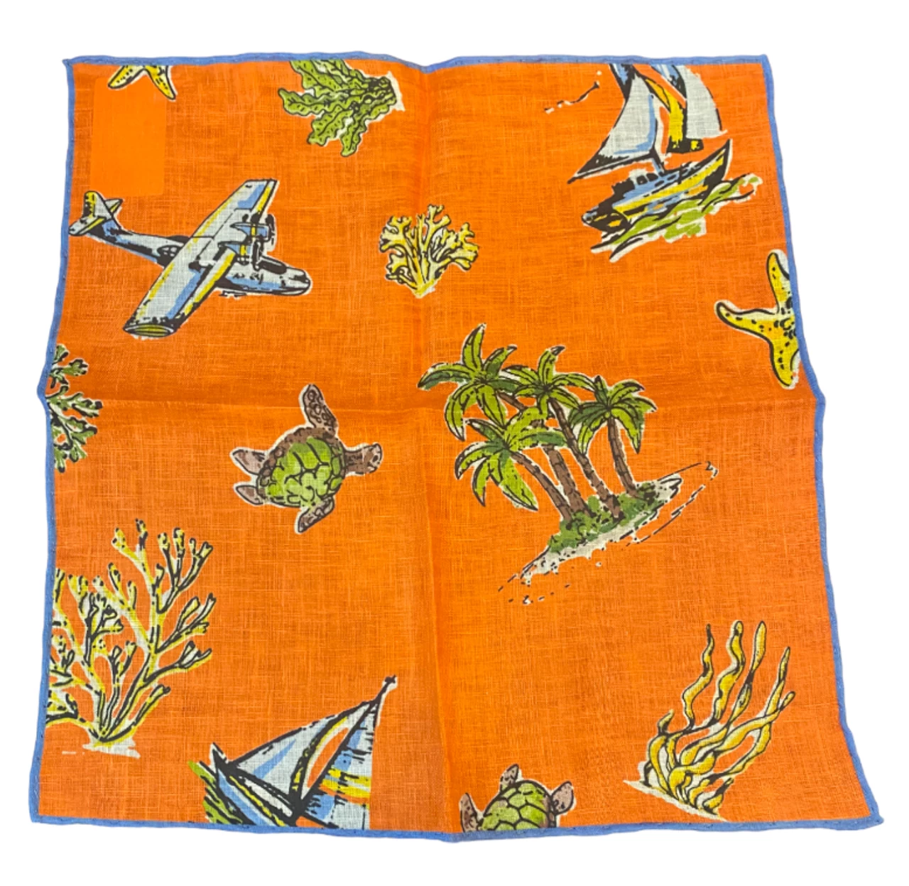 Seaward & Stearn Orange Beach Print Pocket Square 1 Seaward & Stearn Orange Beach Print Pocket Square