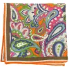Seaward & Stearn Pink/Orange Big Paisley Pocket Square
