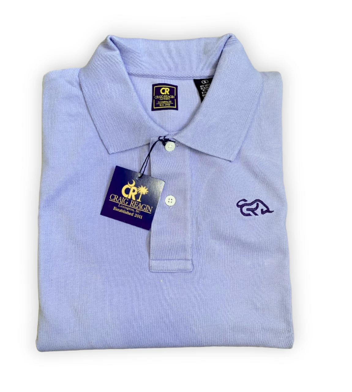Craig Reagin Bull Logo Cotton Polo: Periwinkle 1 Craig Reagin Bull Logo Cotton Polo: Periwinkle