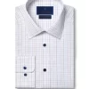 David Donahue White & Orange Tattersall Non-Iron Dress Shirt