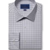 David Donahue Gray & White Twill Check Dress Shirt
