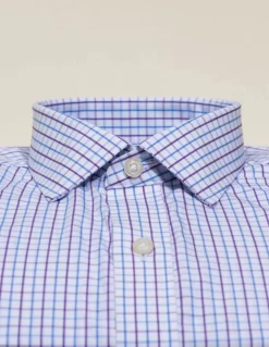 Stantt Wrinkle-Resistant Plum & Light Blue Tattersall Sport Shirt -Selected Fashion Clothing Stores Wrinkle Resistant Plum and Light Blue Tattersall 02 edited 2160x 17676.1682622084