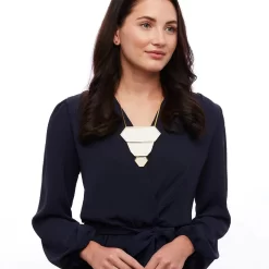 Brackish Statement Necklace: Abyad 9 Brackish Statement Necklace: Abyad -Selected Fashion Clothing Stores abyad feather petite statement necklace lifestyle 2 720x 02329.1651867162