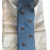 Seaward & Stearn Brown Dog On Light Blue Tie