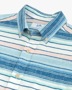 Southern Tide Cooley Stripe Short Sleeve Button Down Sport Shirt: White 7 Southern Tide Cooley Stripe Short Sleeve Button Down Sport Shirt: White -Selected Fashion Clothing Stores cooley stripe short sleeve button down shirt classic white detail 9882 720x 27371.1675794165
