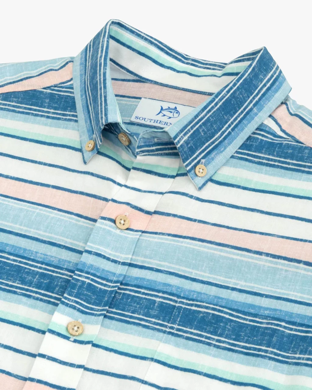 Southern Tide Cooley Stripe Short Sleeve Button Down Sport Shirt: White 4 Southern Tide Cooley Stripe Short Sleeve Button Down Sport Shirt: White - Image 4