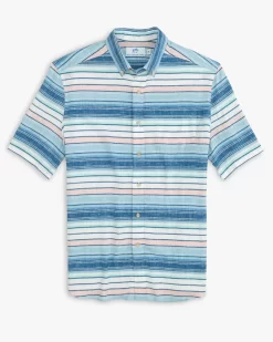 Southern Tide Cooley Stripe Short Sleeve Button Down Sport Shirt: White 6 Southern Tide Cooley Stripe Short Sleeve Button Down Sport Shirt: White -Selected Fashion Clothing Stores cooley stripe short sleeve button down shirt classic white front 9882 720x 22351.1675794164