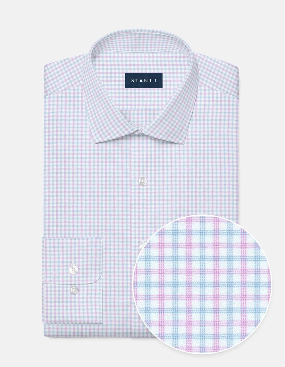Stantt Lilac & Sky Blue Stacked Check Sport Shirt 1 Stantt Lilac & Sky Blue Stacked Check Sport Shirt