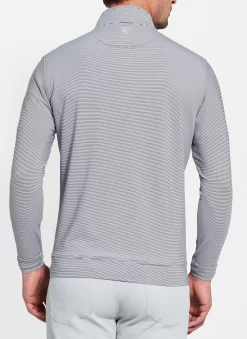 Peter Millar Perth Mini-Stripe Stretch Loop Terry Quarter-Zip - Iron/White -Selected Fashion Clothing Stores iron 3 86532.1566674961
