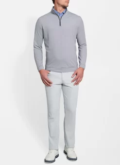 Peter Millar Perth Mini-Stripe Stretch Loop Terry Quarter-Zip - Iron/White -Selected Fashion Clothing Stores iron 4 29098.1566674961