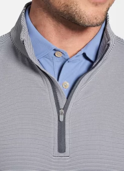 Peter Millar Perth Mini-Stripe Stretch Loop Terry Quarter-Zip - Iron/White -Selected Fashion Clothing Stores iron 5 30128.1566674961